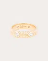 Campbell + Charlotte Women's Revel 14k Ribbed Gold Diamond Stackable Ring 14k Gold In Gold