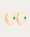 Campbell + Charlotte Women's Revel 14k Ribbed Gold Tsavorite Hoop Earrings 14k Gold In Gold