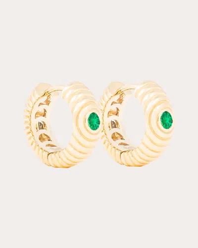 Campbell + Charlotte Women's Revel 14k Ribbed Gold Tsavorite Hoop Earrings 14k Gold