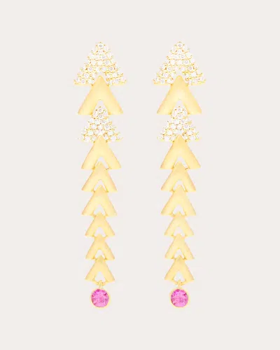 Campbell + Charlotte Women's Spark 14k Gold Pink Sapphire Chevron Link Earrings