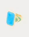 Campbell + Charlotte Women's Spark 14k Gold Turquoise And Emerald Ring In Blue