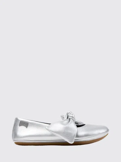 Camper Kids'  Girl's Right Laminated Leather Ballet Flats With Knot Detail In Transparent