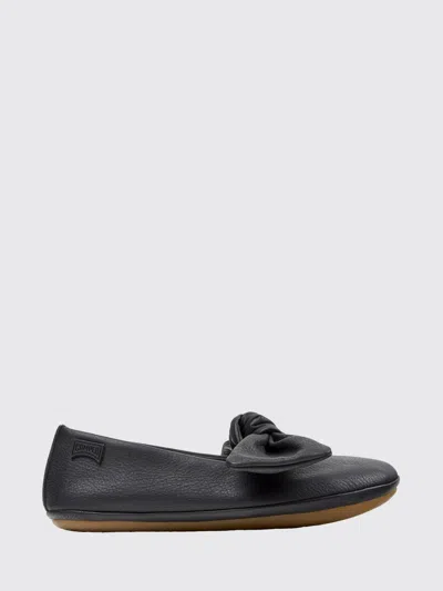 Camper Kids'  Girl's Right Smooth Leather Ballet Flats With Knot Detail In Black
