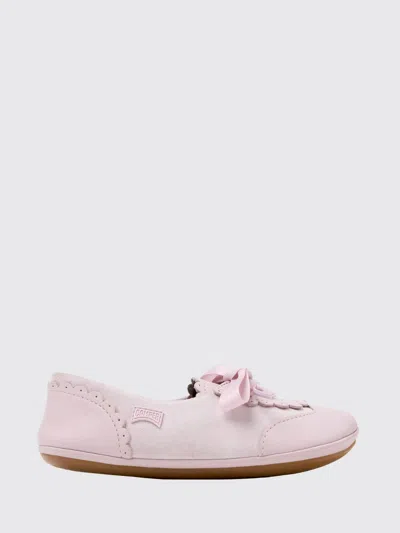 Camper Kids'  Girl's Right Suede Ballet Flats With Adjustable Straps In Pink