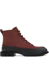 Camper 33mm Pix Lace-up Ridged Boots In Red