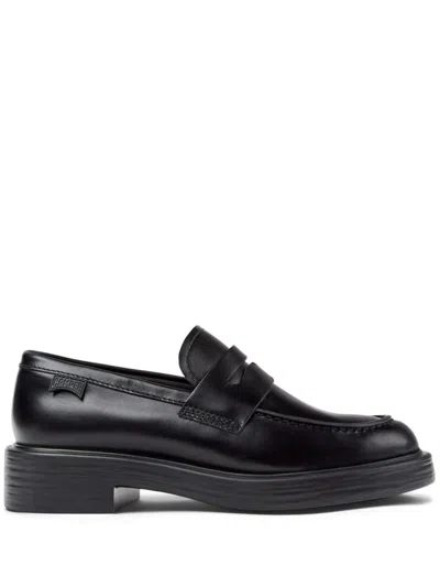 Camper Walden Leather Loafers In Black