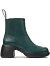 Camper Thelma Ii Leather Bootie In Dark Green, Women's At Urban Outfitters In Green