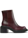 Camper 70mm Pix London Leather Zip-fastening Block-heel Boots In Red