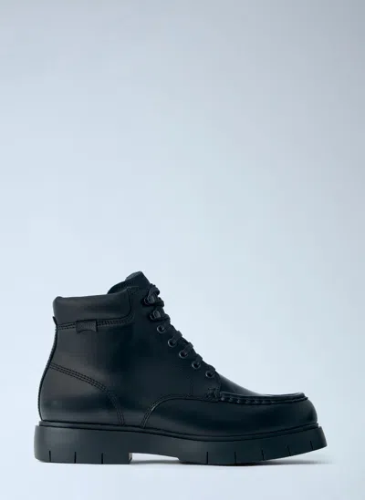 Camper Alaro Lace-up Leather Ankle Boots In Black