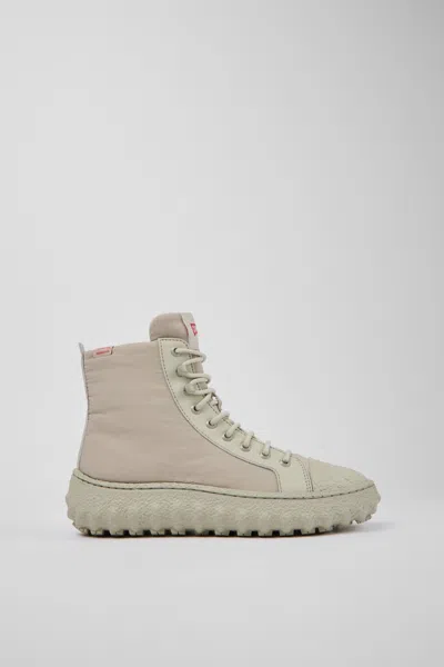 Camper Ground Lace-up Ankle Boots In Beige
