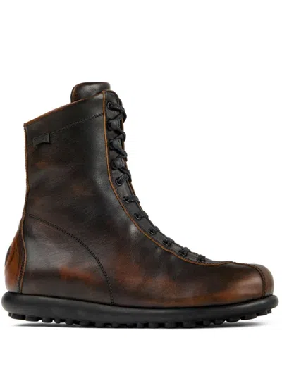 Camper Ariel Lace-up Leather Boots In 褐色