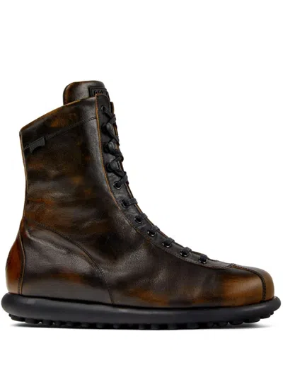 Camper Ariel Lace-up Leather Boots In Marrone