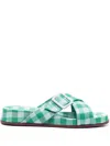 Camper Atonik Gingham Slides In Green