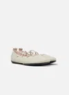 Camper Right Nina Lace-up Leather Ballet Flats In Neutral