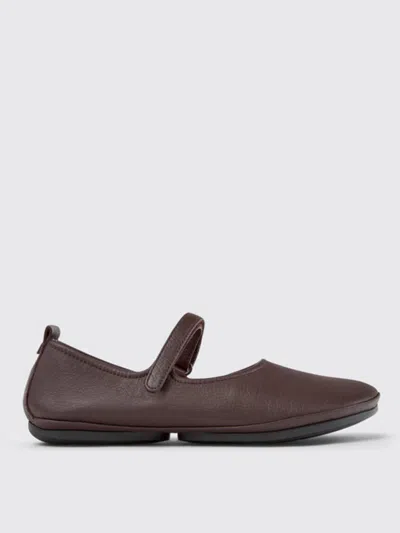 Camper Right Leather Ballerina Shoes In Burgunderrot