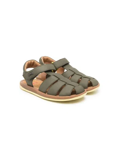 Camper Kids' Bicho Touch-strap Leather Sandals In Green