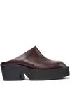 Camper Billie Platform Leather Mules In Blue