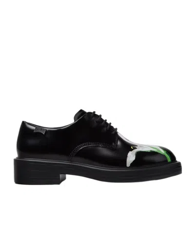 Camper Black And White Leather Shoes For Women.