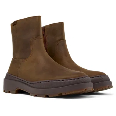 Camper Round-toe Suede Boots In Braun