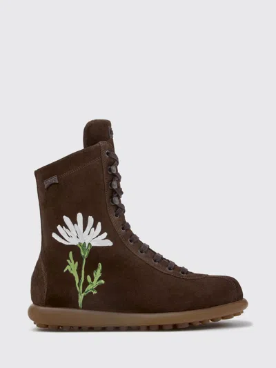 Camper Pelotas Ariel Floral-print Ankle Boots In Brown