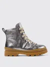 Camper Brutus Ankle Boots In Laminated Leather In Grey