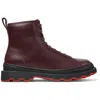 Camper Brutus Lace-up Combat Boots In Burgundy