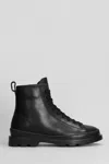 Camper Brutus Combat Boots In Black Leather In Black