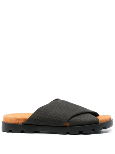 Camper Brutus Crossover Strap Sandals In Black