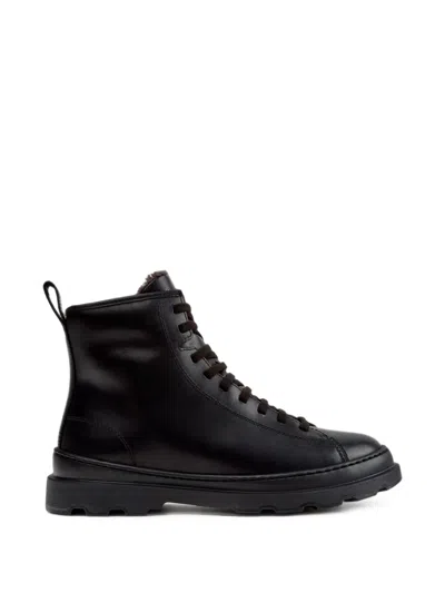Camper Brutus+ Lace-up Leather Biker Boots In Black
