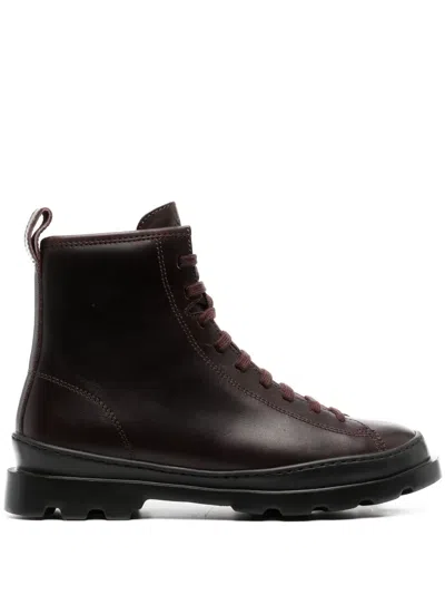 Camper Brutus Leather Ankle Boots In Purple