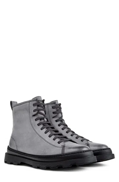 Camper Brutus Leather Lace-up Boot In Gray