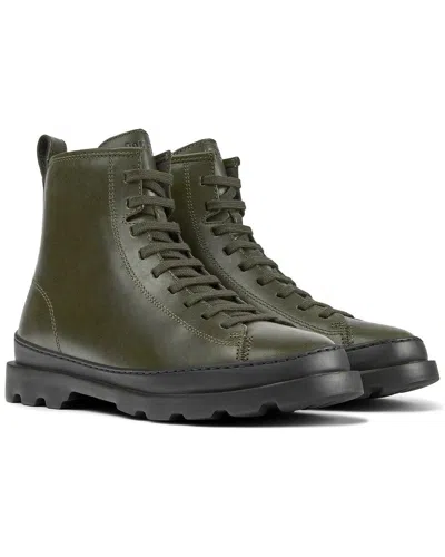 Camper Brutus Leather Medium Lace Boot In Green