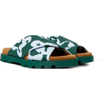Camper Brutus Slide Sandal In Green/brown