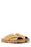 Camper Brutus Logo-debossed Suede Sandals In Medium Brown