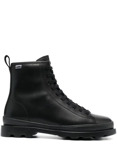 Camper Brutus Suede Lace-up Boots In Black