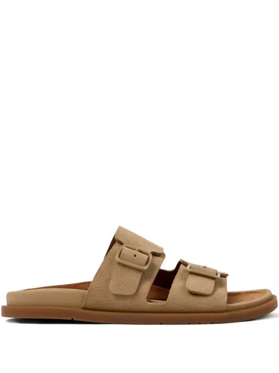 Camper Buckle Cocoa Leather Sandals In Brown