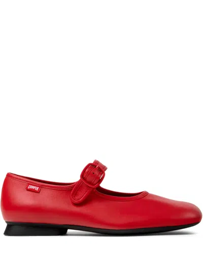 Camper Buckle Strap Ballet Flats In Red