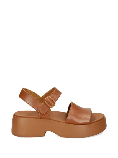 Camper Buckle-strap Platform Sandals In Brown