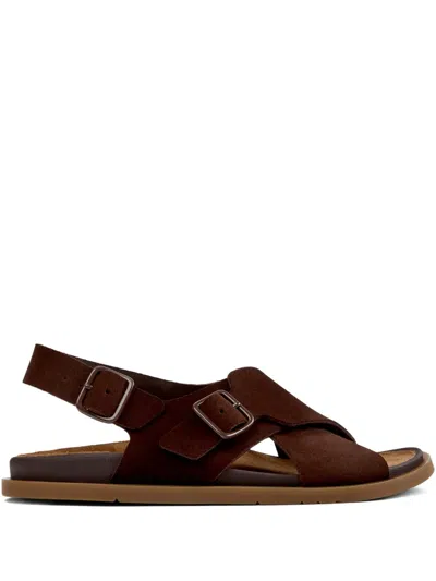 Camper Buckle Strap Sandals In Brown