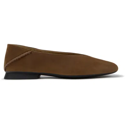 Camper Casi Myra Nubuck Leather Ballet Flats In Brown