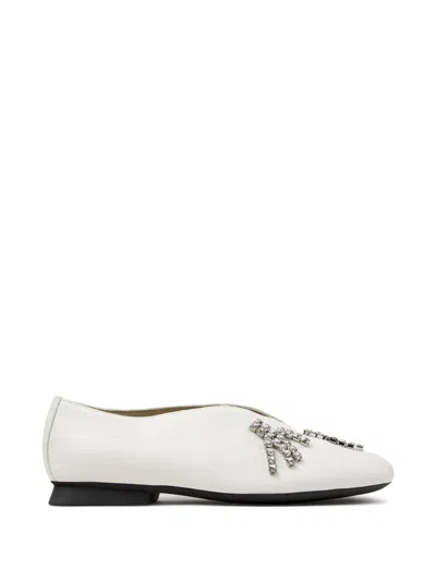 Camper Casi Myra Crystal-embellished Ballet Flats In White