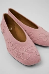 Camper Casi Myra Embroidered Ballerina Flat In Pink, Women's At Urban Outfitters