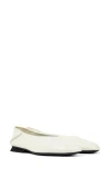 Camper Casi Myra Leather Ballerina Flats In White Natural