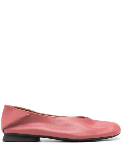Camper Casi Myra Leather Ballerina Shoes In Red