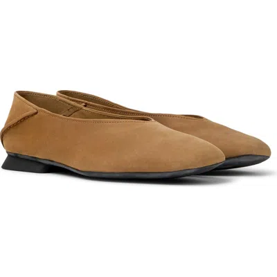 Camper Casi Myra Leather Flat In Brown
