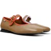 Camper Casi Myra Leather Ballerina Shoes In Medium Brown
