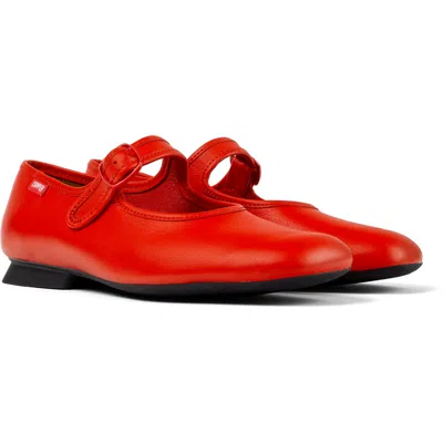 Camper Casi Myra Leather Ballerina Shoes In Red