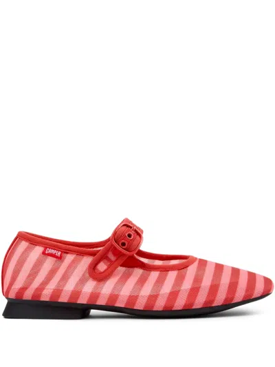 Camper Casi Myra Striped Buckle Ballet Flats In Multi