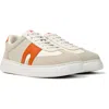 Camper Runner K21 Round-toe Leather Sneakers In White,grey,orange