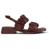 Camper Dana Ruched Sandals In Burgundy